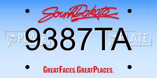 9387TA South Dakota License Plate