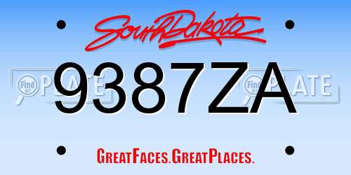 9387ZA South Dakota License Plate