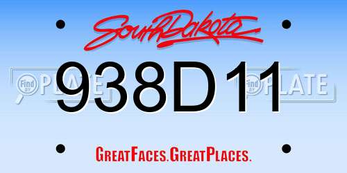 938D11 South Dakota License Plate