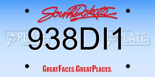 938DI1 South Dakota License Plate
