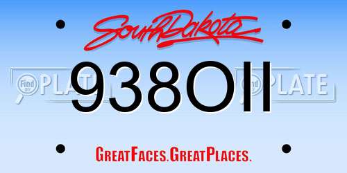 938OII South Dakota License Plate