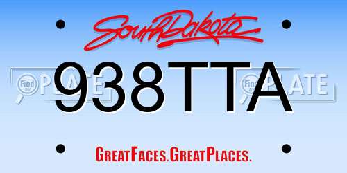 938TTA South Dakota License Plate