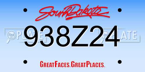 938Z24 South Dakota License Plate