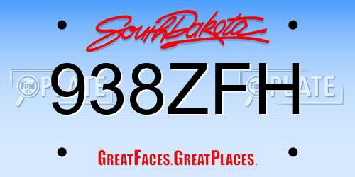 938ZFH South Dakota License Plate