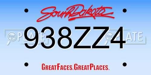 938ZZ4 South Dakota License Plate