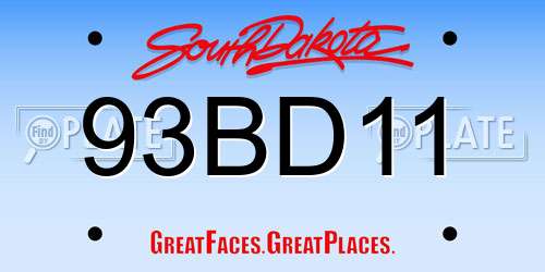 93BD11 South Dakota License Plate