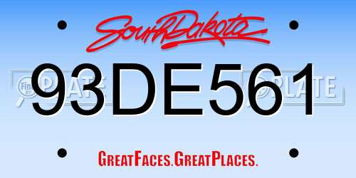 93DE561 South Dakota License Plate