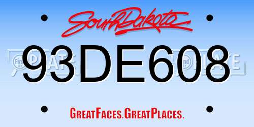 93DE608 South Dakota License Plate