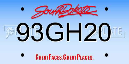 93GH20 South Dakota License Plate