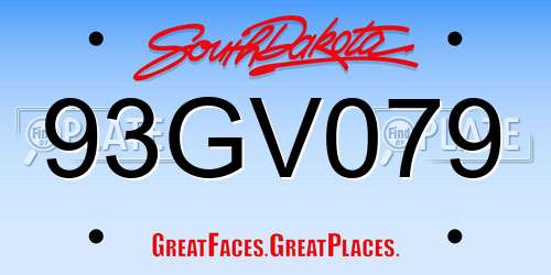 93GV079 South Dakota License Plate