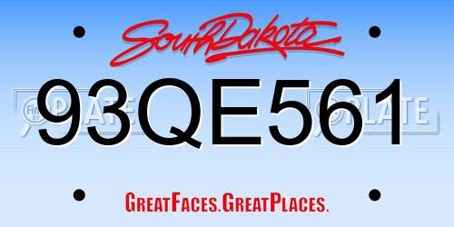 93QE561 South Dakota License Plate