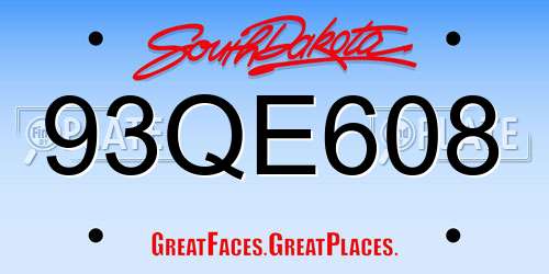 93QE608 South Dakota License Plate