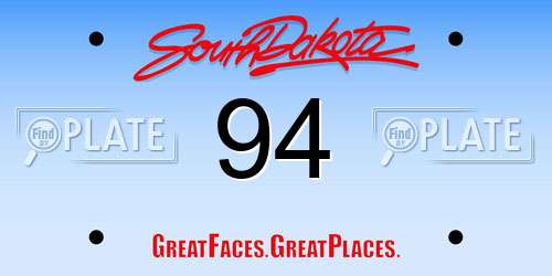 94 South Dakota License Plate