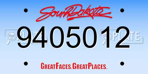 9405012 South Dakota License Plate