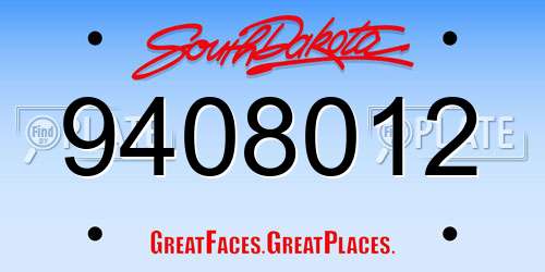 9408012 South Dakota License Plate
