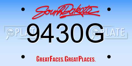 9430G South Dakota License Plate