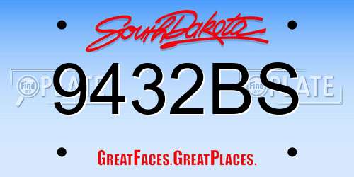 9432BS South Dakota License Plate
