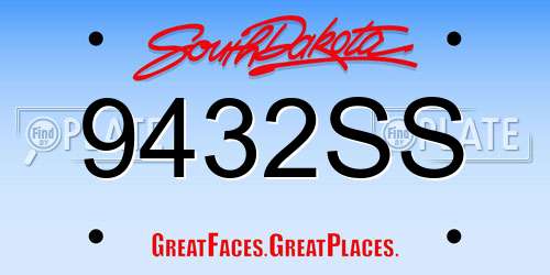 9432SS South Dakota License Plate