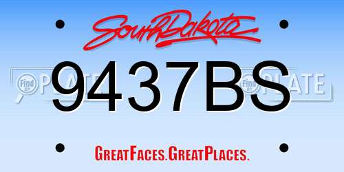 9437BS South Dakota License Plate