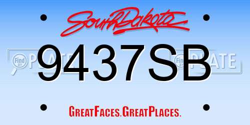 9437SB South Dakota License Plate