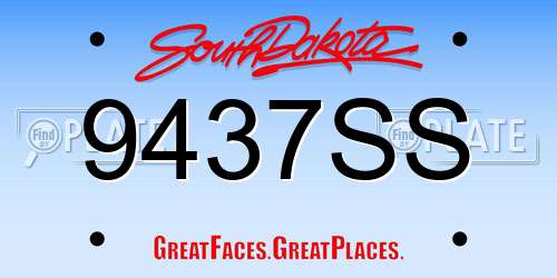 9437SS South Dakota License Plate