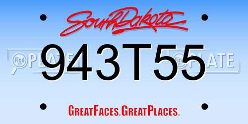943T55 South Dakota License Plate