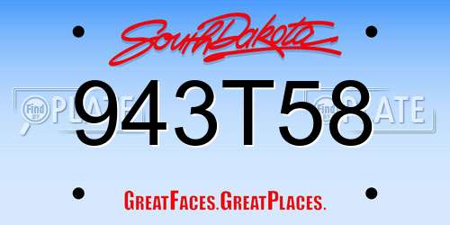 943T58 South Dakota License Plate