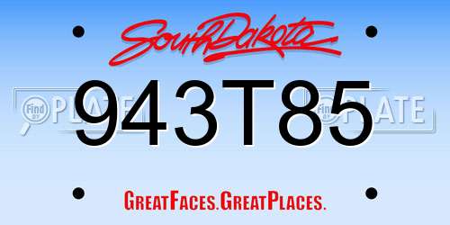 943T85 South Dakota License Plate