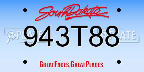 943T88 South Dakota License Plate