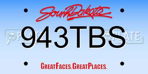 943TBS South Dakota License Plate