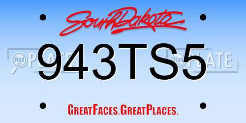 943TS5 South Dakota License Plate