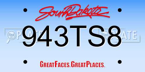 943TS8 South Dakota License Plate