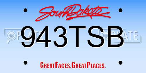 943TSB South Dakota License Plate