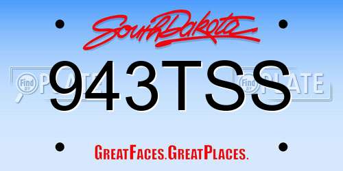 943TSS South Dakota License Plate