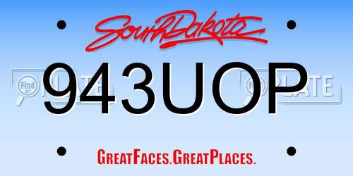 943UOP South Dakota License Plate