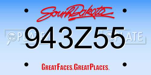 943Z55 South Dakota License Plate