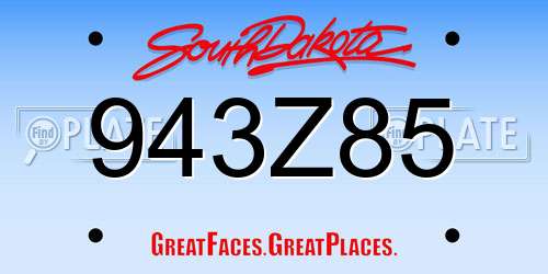 943Z85 South Dakota License Plate