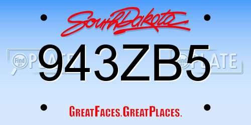 943ZB5 South Dakota License Plate