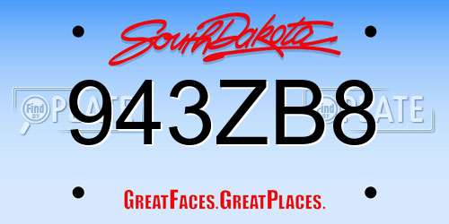 943ZB8 South Dakota License Plate