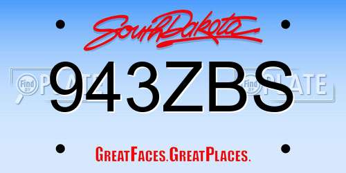 943ZBS South Dakota License Plate