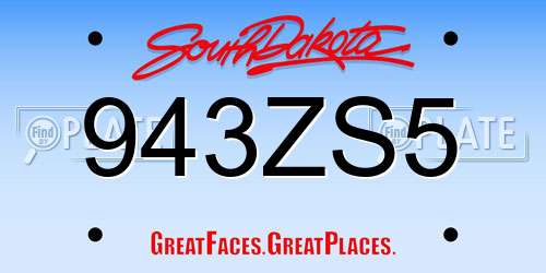 943ZS5 South Dakota License Plate