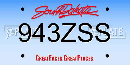 943ZSS South Dakota License Plate