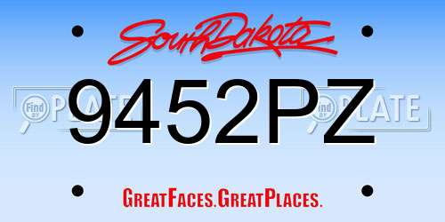 9452PZ South Dakota License Plate