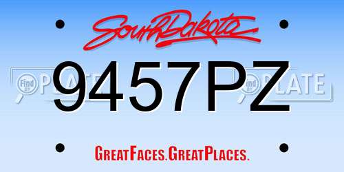 9457PZ South Dakota License Plate