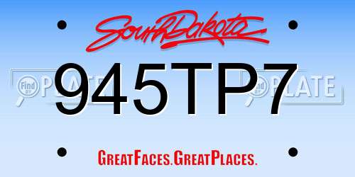 945TP7 South Dakota License Plate