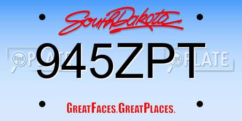 945ZPT South Dakota License Plate