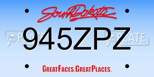 945ZPZ South Dakota License Plate