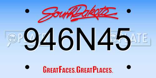 946N45 South Dakota License Plate