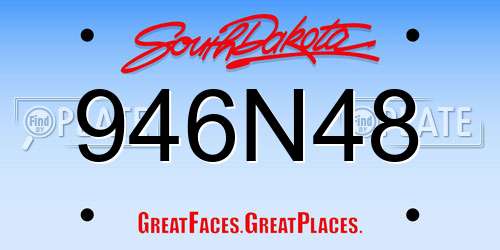 946N48 South Dakota License Plate
