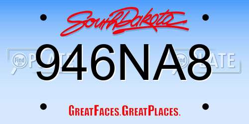 946NA8 South Dakota License Plate